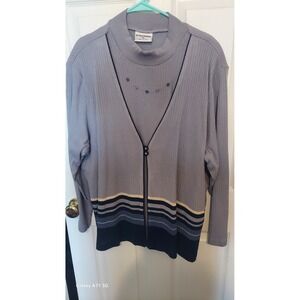 Alfred Danner Xl Cardigan Sweater Outfit Built In Necklace Pants Size 18 Blue